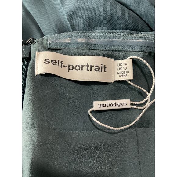 Self-Portrait Elegant Dark Teal Cutout Ruched Halterneck Maxi Size UK 14/ US 10 - Picture 4 of 7